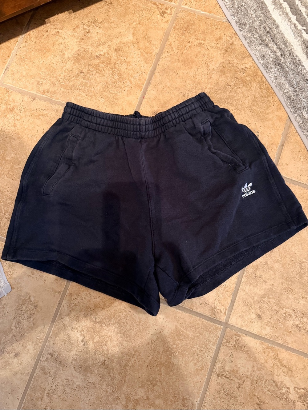 adidas Women's Navy Black Athletic Shorts with Trefoil Logo